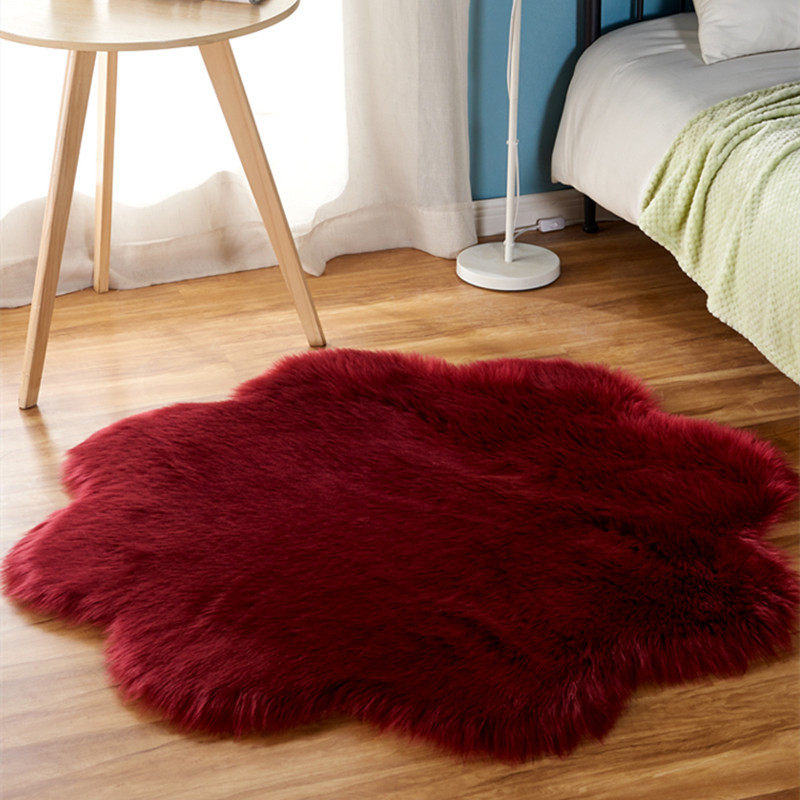 「次日达」酒红色梅花形长毛绒地毯 圆形羊毛客厅卧室床边地垫 家,床上用品,布艺蛋糕/蛋糕毛巾,淘宝优惠券,粉丝福利购,淘宝优惠卷