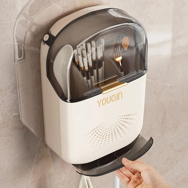 「次日达」筷子收纳盒厨房餐具置物架高档新款壁挂式筷篓筷笼勺子,餐饮具,筷子盒,淘宝优惠券,粉丝福利购,淘宝优惠卷