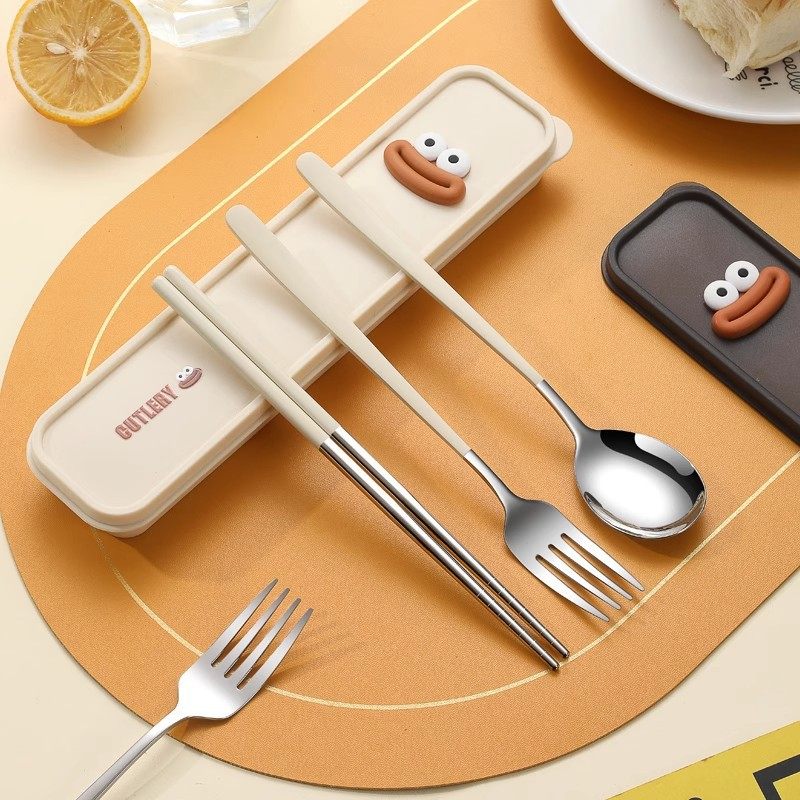 「次日达」304不锈钢筷子勺子套装餐具盒上班族小学生一人用收纳,餐饮具,筷子盒,淘宝优惠券,粉丝福利购,淘宝优惠卷