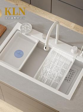 白色飞雨3.0纳米涂层厨房水槽不锈钢洗碗槽洗杯器大单槽 BS02