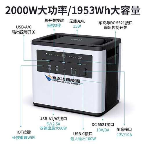 应急电源2000W户外露营220V便携式家用储能电源1953WH厂家直发