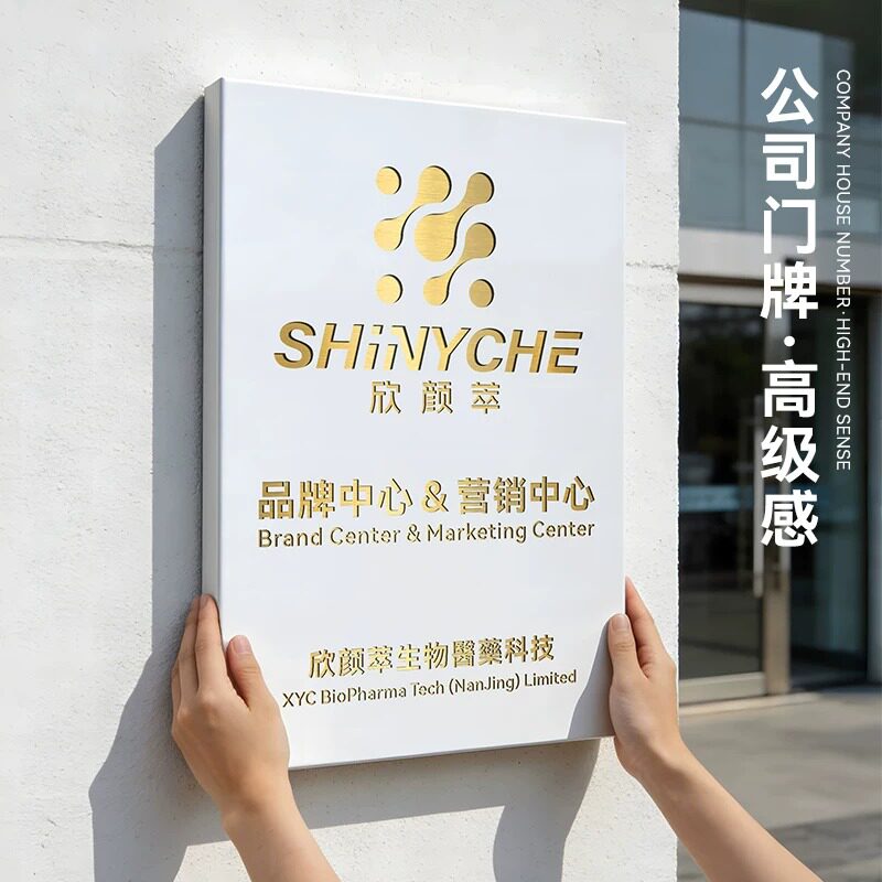 定制工作室logo门牌公司招牌广告铜牌白色烤漆定做镂空不锈钢牌匾图片
