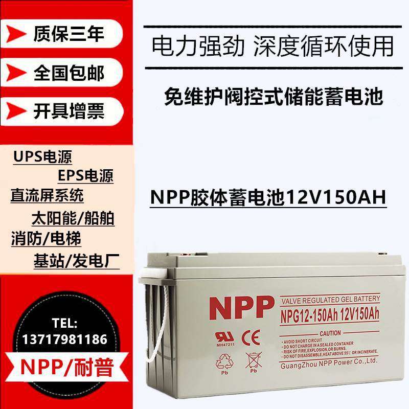 NPP耐普蓄电池NPG12V24AH 38 65 100 150 200 250AH备用储能电池