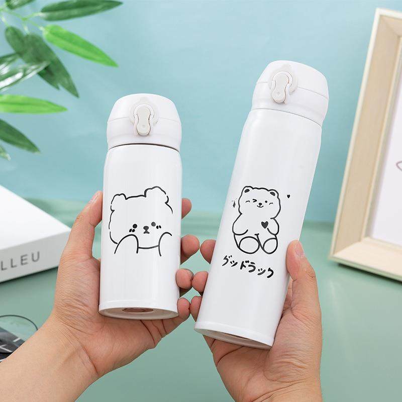 可爱小熊学生卡通保温杯高颜值便携简约ins风304不锈钢创意水杯子,餐饮具,保冷/保温杯,淘宝优惠券,粉丝福利购,淘宝优惠卷