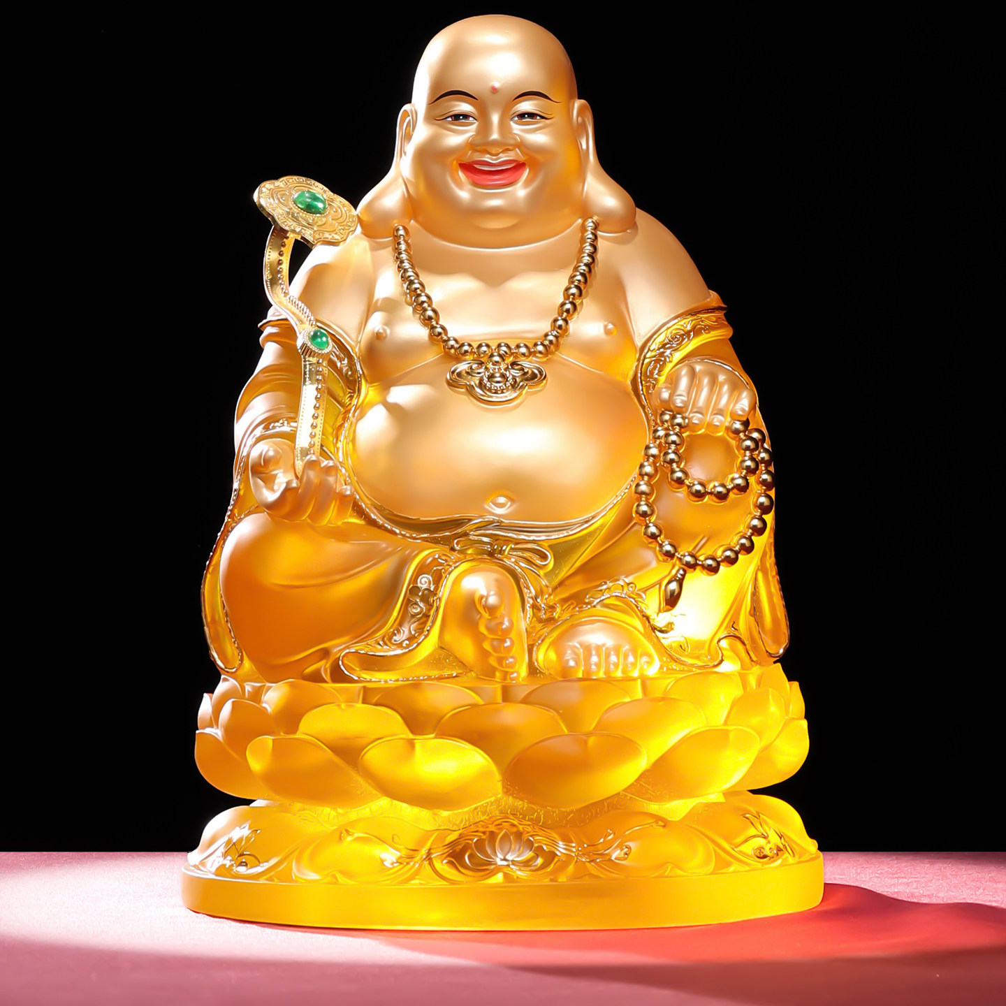 琉璃人生如意弥勒佛佛像家用厅堂佛龛供奉招财大肚笑脸弥勒像摆件