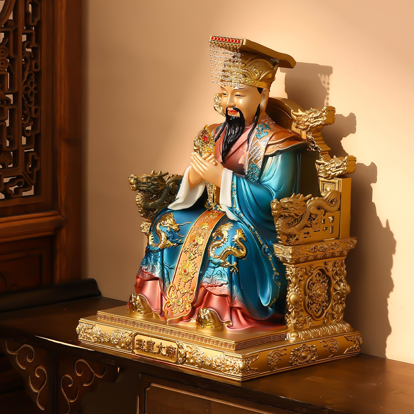 翡铜彩玉皇大帝王母娘娘神像家用佛堂供奉玉帝王母像体西王母摆件
