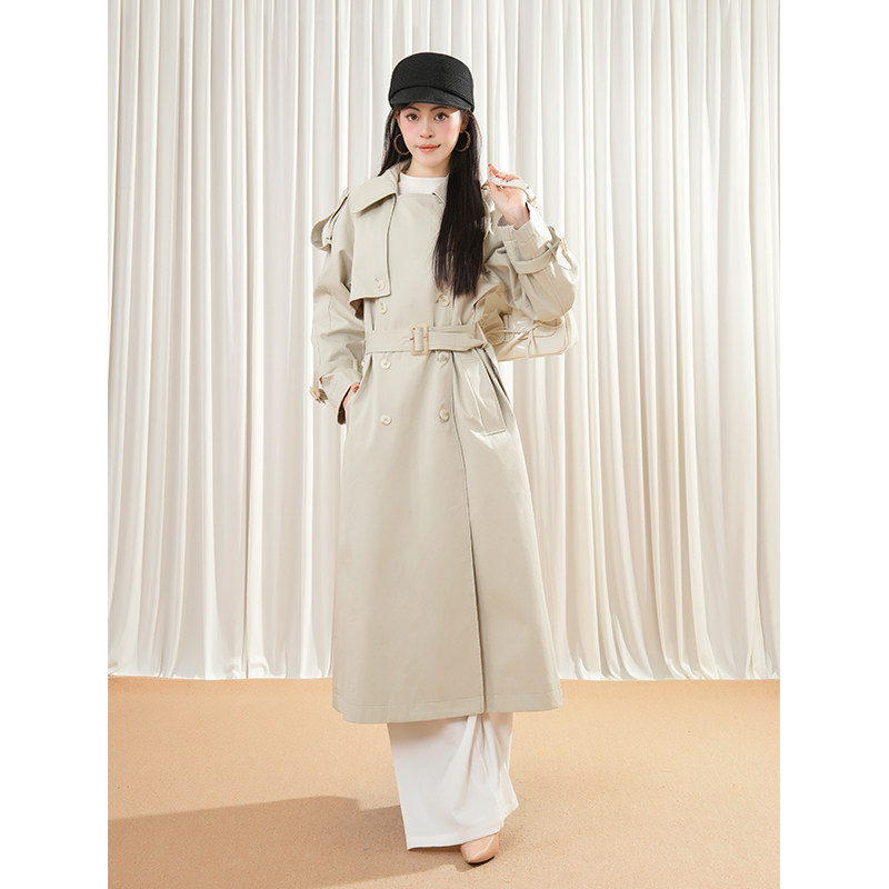 财阀女主 气质双排扣风衣外套女秋季新款英伦风高级感中长款大衣