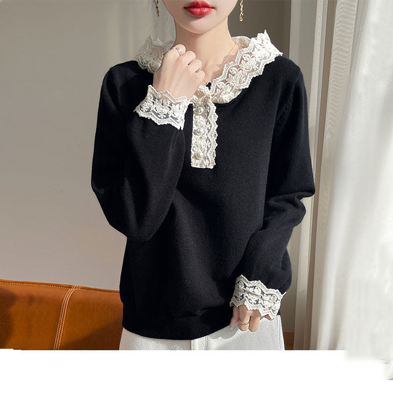 春秋新款纯色刺绣连帽女士上衣纯色钉珠洋气减龄毛衣针织打底衫,女装/女士精品,毛衣,淘宝优惠券,粉丝福利购,淘宝优惠卷