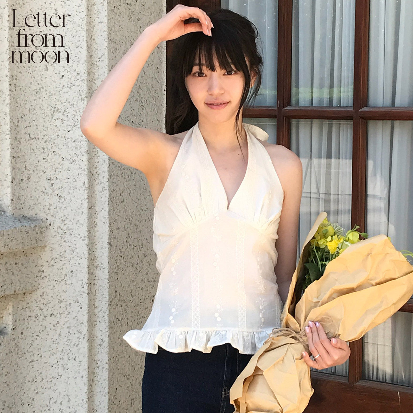 LETTER FROM MOON2026夏季新款气质挂脖蕾丝吊带修身露肩无袖背心