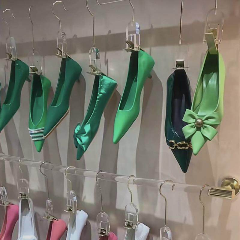 买手店服装店上墙架展示架正挂亚克力水晶不锈钢透明鞋包壁挂架
