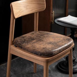 高档复古风麂皮绒马蹄形餐椅坐垫记忆棉防滑实木椅子软座垫屁股垫