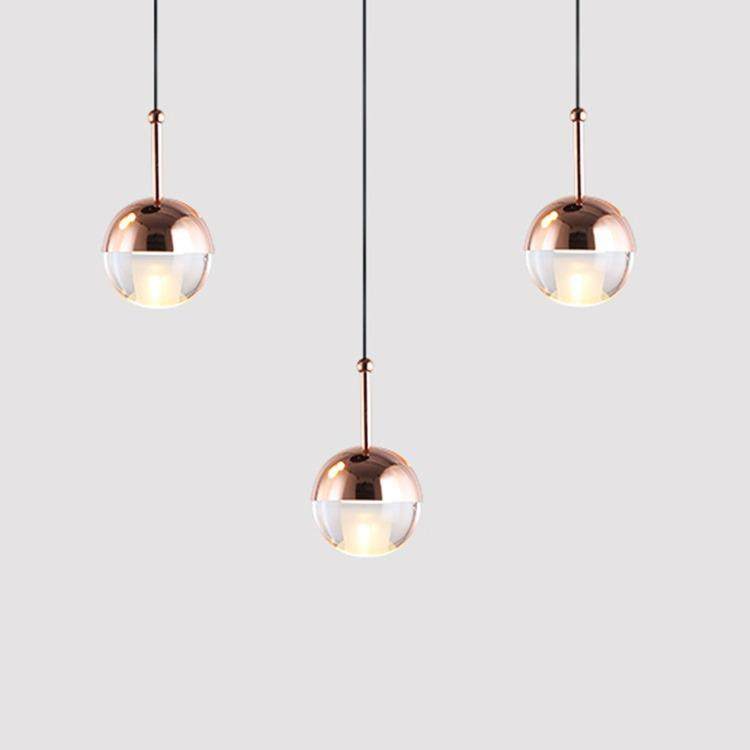 北欧卧室床头小吊灯简约现代设计师圆球玻璃铃铛玫瑰金色小吊灯,家装灯饰光源,智能吊灯,淘宝优惠券,粉丝福利购,淘宝优惠卷