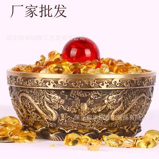 厂家 产品上新 二龙戏珠聚宝盆 聚宝盆 铜盆 黄铜家居摆件