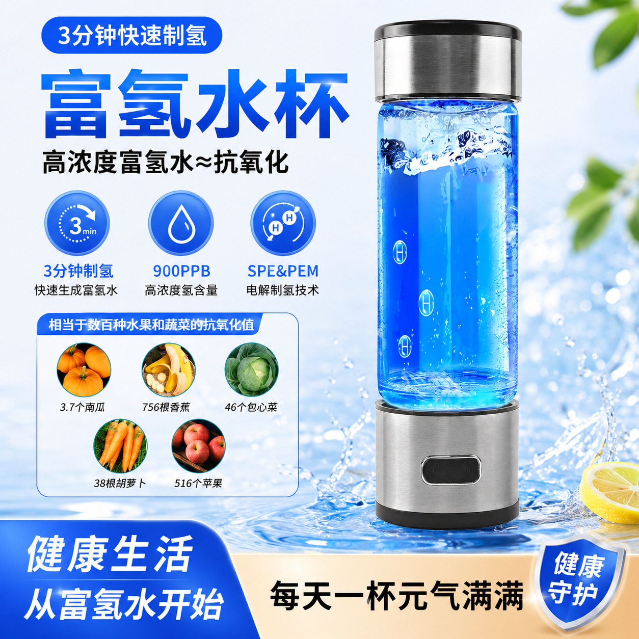 工厂批发富氢水杯富氢杯展会销礼品水素杯电解水素水杯富氢杯批发