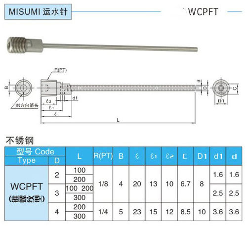 供应兼容MISUMI模具冷却管WCPFT/WCPF/WCPK-2-3-4运水管 冷却针