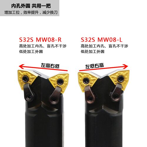 双头车刀杆S25R-MCLN12-L/S32R-MW08-R 95度内孔镗孔刀杆不含刀片