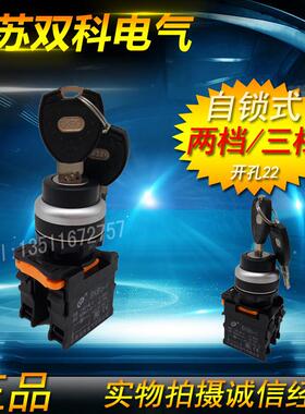 双科 自洁钥匙选择开关 2档3档自锁钥匙转换SKB0-PYS含增值税发票