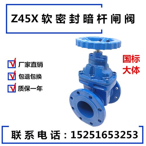 Z45X弹性座封软密封自来水闸阀DN80 100 150 200球墨铸铁暗杆法兰