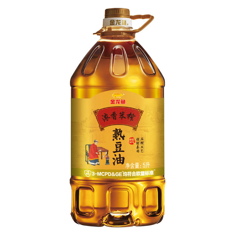 金龙鱼浓香笨榨熟豆油5L升非转基因家用食用油官方大桶色拉油年货