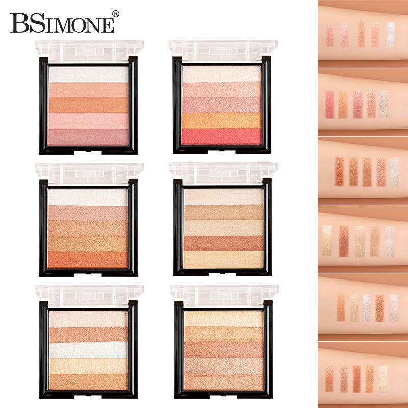 Five Color Makeup Palette 五色高光眼影盘珠光哑光腮红修容