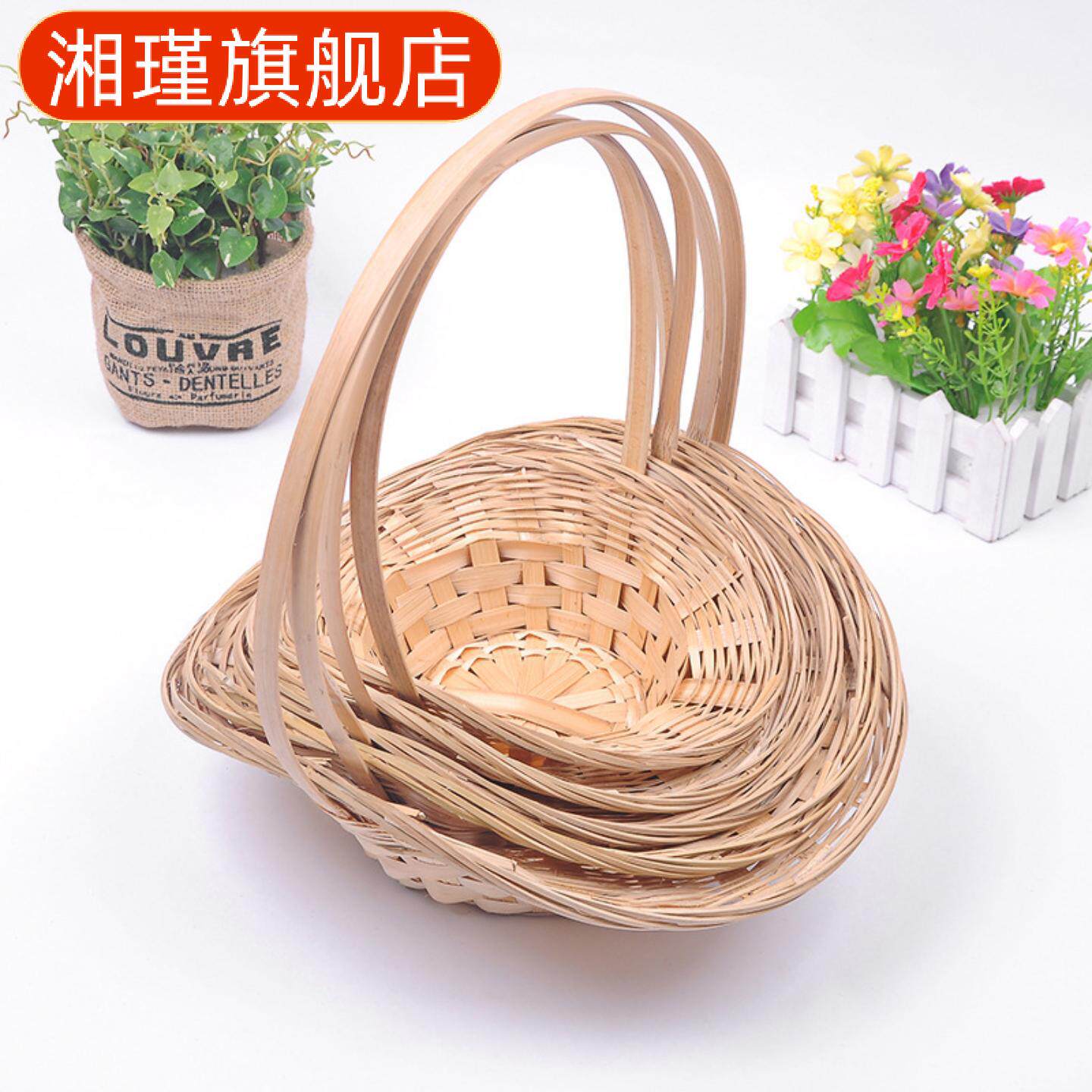 竹条手工编织手提筐小竹篮礼盒装