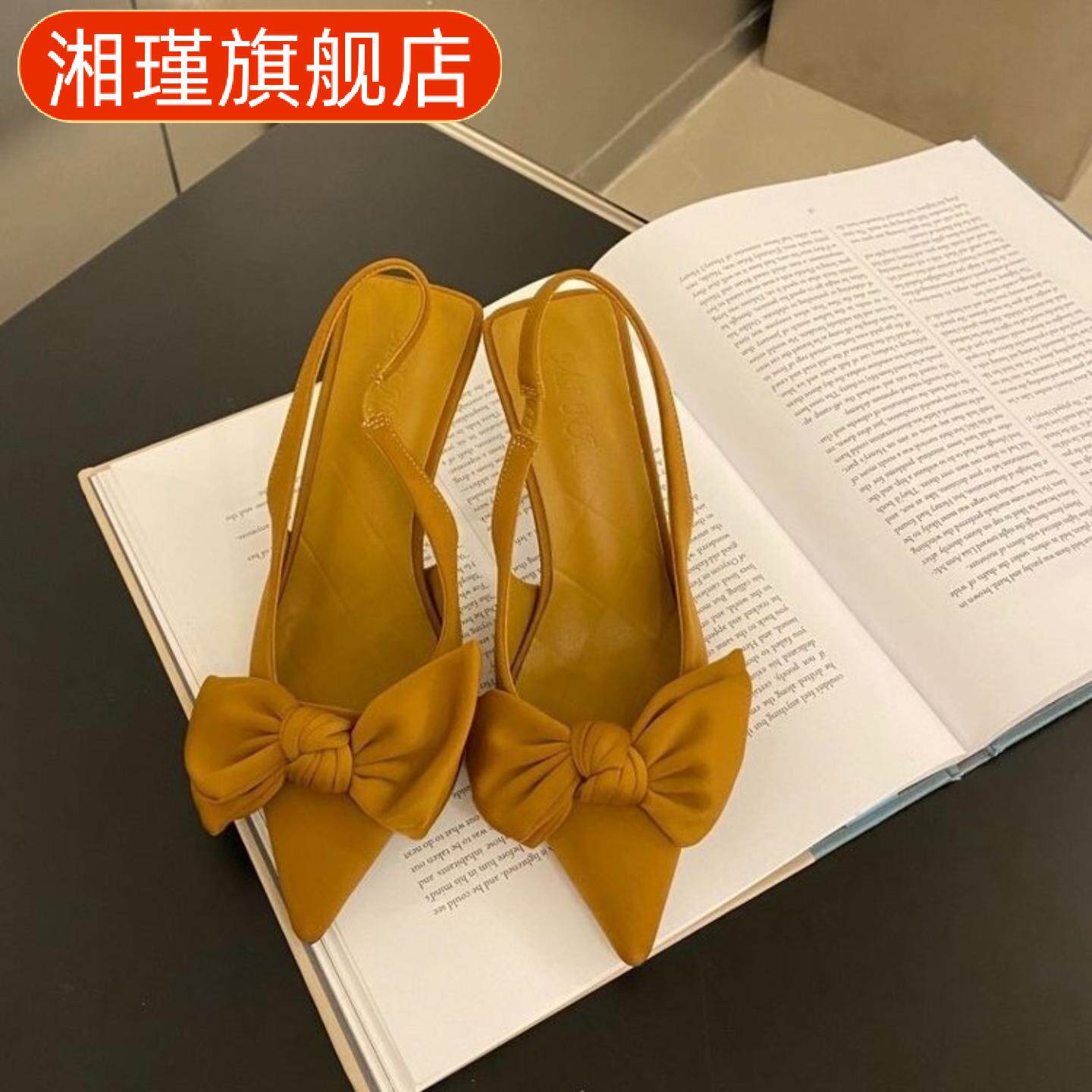 夏季新款韩版尖头包头细跟结饰女