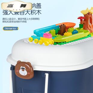 小黄鸭塑料玩具收纳箱家用宝宝衣物零食大容量储物箱积木盒带滑轮