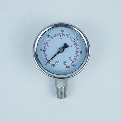 布雷迪自动不锈钢压力表Y-60Bf螺纹1/4Npt 0-20Bar/0-300Psi