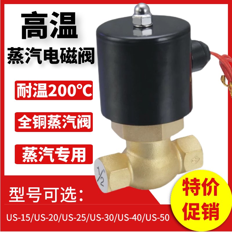 全铜耐高温蒸汽电磁阀控制电阀2L/US-15 20 25 32 4 6分1寸半220v