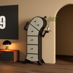 可爱叉腰机器人斗柜纯实木客厅五斗柜电视柜旁边置物柜靠墙边柜