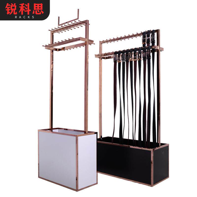 现货金属皮带架鞋店服装店腰带展示陈列架木桶腰带收纳架中岛架