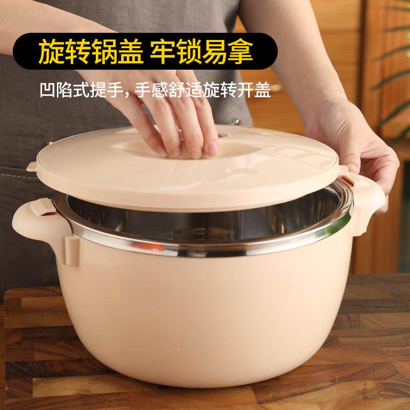 家用不锈钢保温套锅加厚无磁内胆学生泡面碗饭堂餐厅锅具四件套