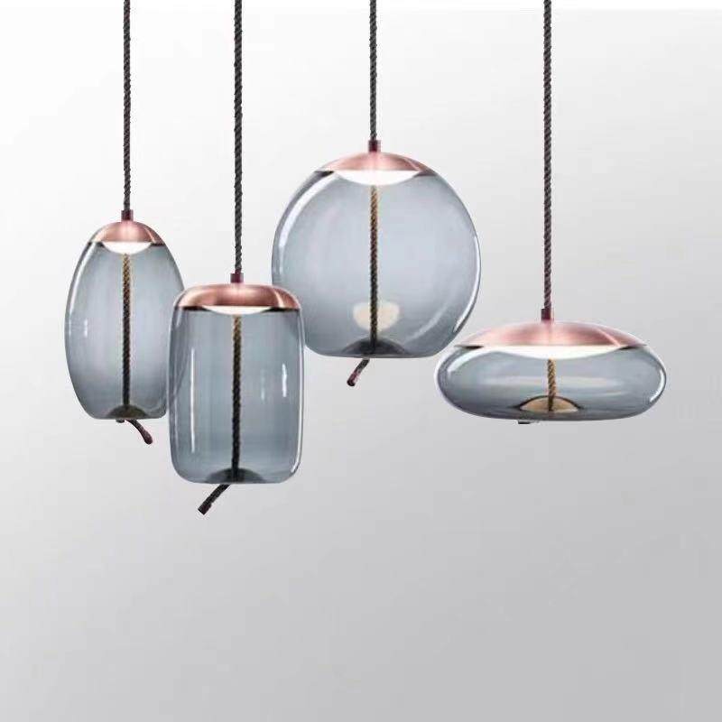 北欧后现代餐厅橱窗吧台床头时尚创意个性麻绳玻璃吊灯组合灯具,家装灯饰光源,智能吊灯,淘宝优惠券,粉丝福利购,淘宝优惠卷