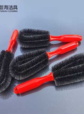红色手柄黑色PP丝汽车超细纤维轮胎刷轮毂刷清洁用品洗车工具刷子