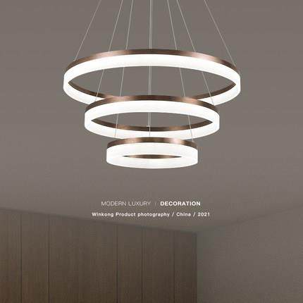 圆环形吊灯后现代简约客厅餐厅灯具复式楼梯酒店大堂北欧LED吊灯,家装灯饰光源,智能吊灯,淘宝优惠券,粉丝福利购,淘宝优惠卷