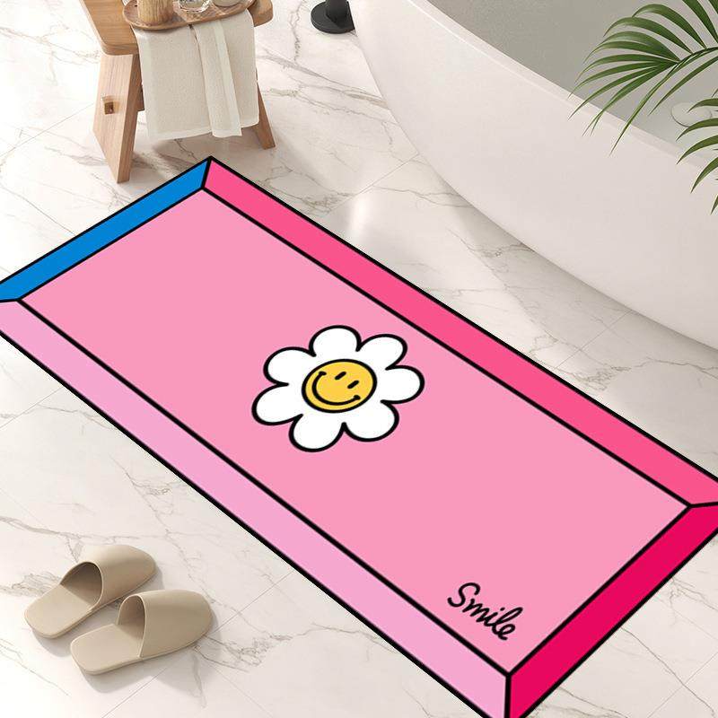 ins花朵硅藻泥地垫卫生间吸水速干垫子厕所门口脚垫浴室防滑垫子,居家布艺,家用脚垫,淘宝优惠券,粉丝福利购,淘宝优惠卷