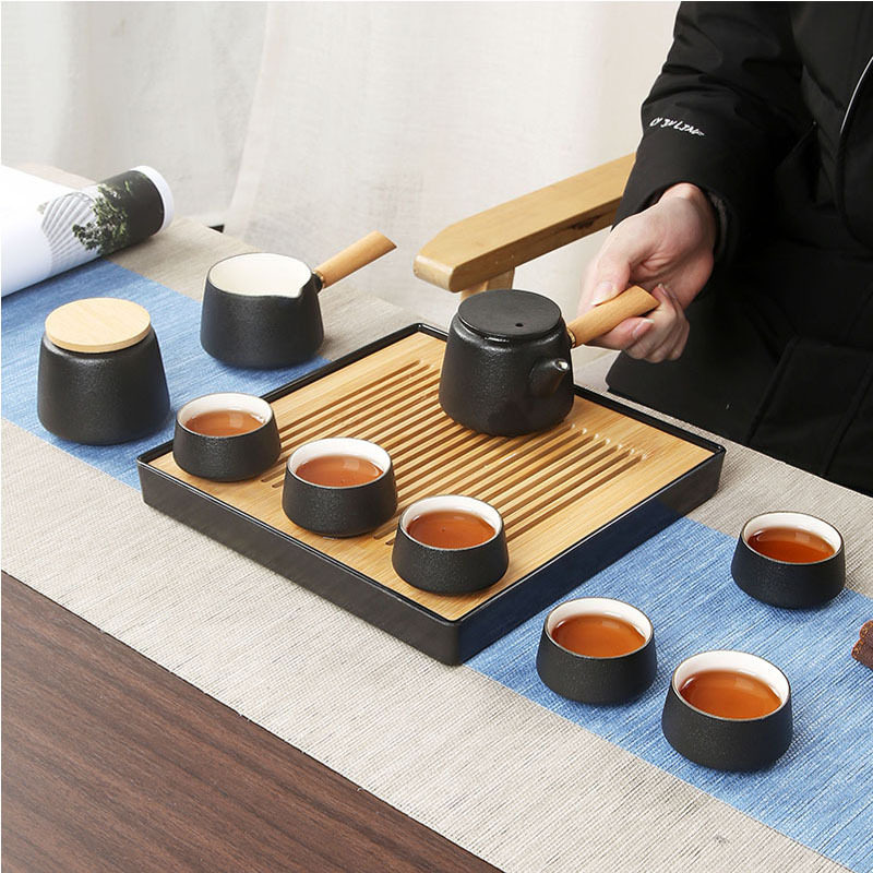 功夫茶具套装简约家用办公整套茶台茶盘简易粗陶旅行茶具茶壶茶杯