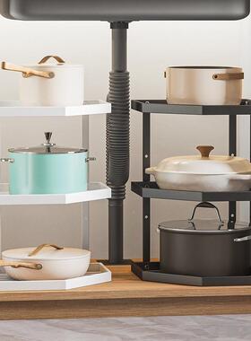 转角具置物架厨台03213面三角房调料品下水槽柜子内锅收纳架免架