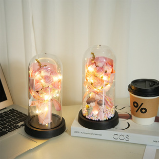 三八女神节情人节永生花玫瑰花送女生女友老婆玻璃罩香皂花礼盒装