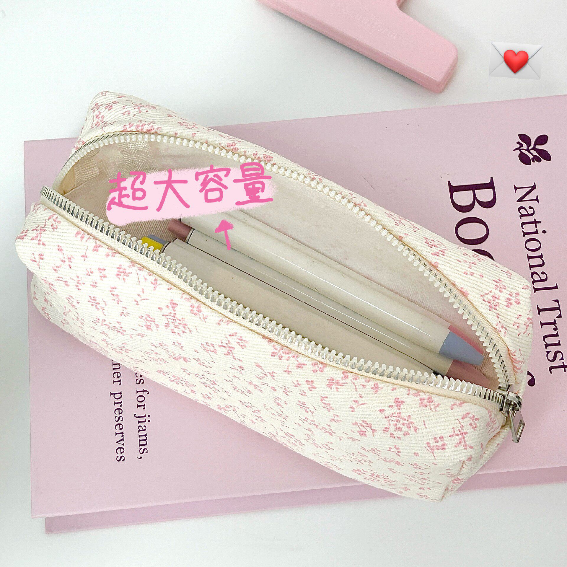 清新小碎花笔袋简约大容量学生文具袋甜美铅笔袋化妆收纳