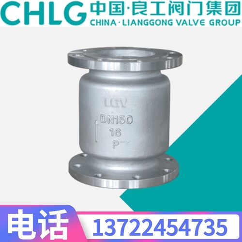 中国良工阀门H42H-16/25C铸钢碳钢法兰立式消声止回阀DN32-DN500