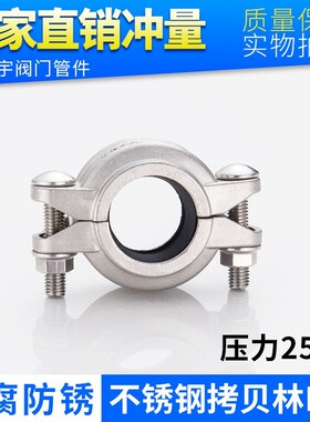 304不锈钢拷贝林卡箍 沟槽管箍PN25 消防水处理哈夫节抱箍 管接头