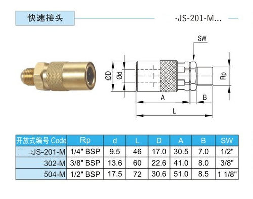 DME标准模具封闭式快速接头JS201-SMV JS302-SMV JS504-SMV 水咀