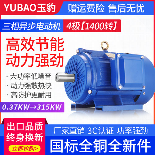 厂家直销YE2-4极0.37-315KW三相异步电动机国标电机全铜380V马达
