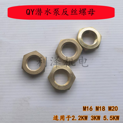2.2水泵反丝 水泵铜反牙螺母M16 M18 M20 QY油侵泵5.5水泵配件