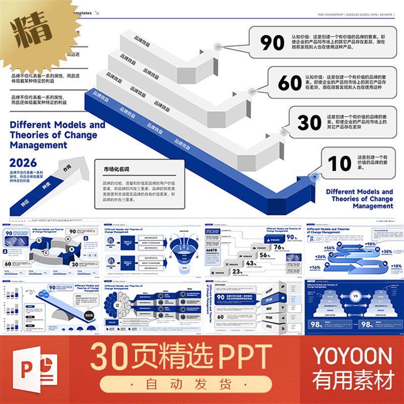 会议!3D立体高级商务麦肯锡趋势并购创意逻辑图表PPT模板