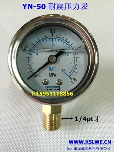 YN-50 耐震压力表 YN50耐震表 1.6mpa YN50耐震径向压力表