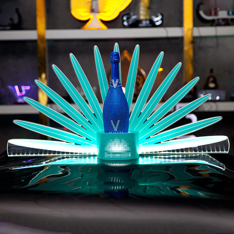 KTV酒吧亚克力发光洋酒酒座 led灯洋酒香槟酒架底座发光酒具用品