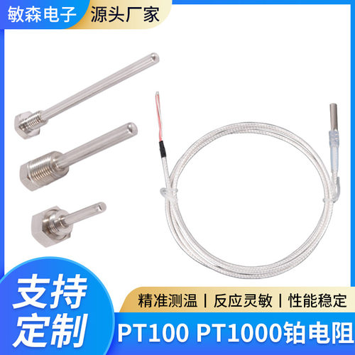 PT1000铂电阻热电阻温度传感器防水防腐PT100传食物探针测温