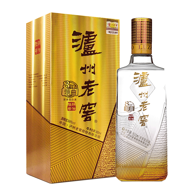 泸州老窖8年窖头曲臻传陆号低度浓香白酒38度500ml送礼宴请